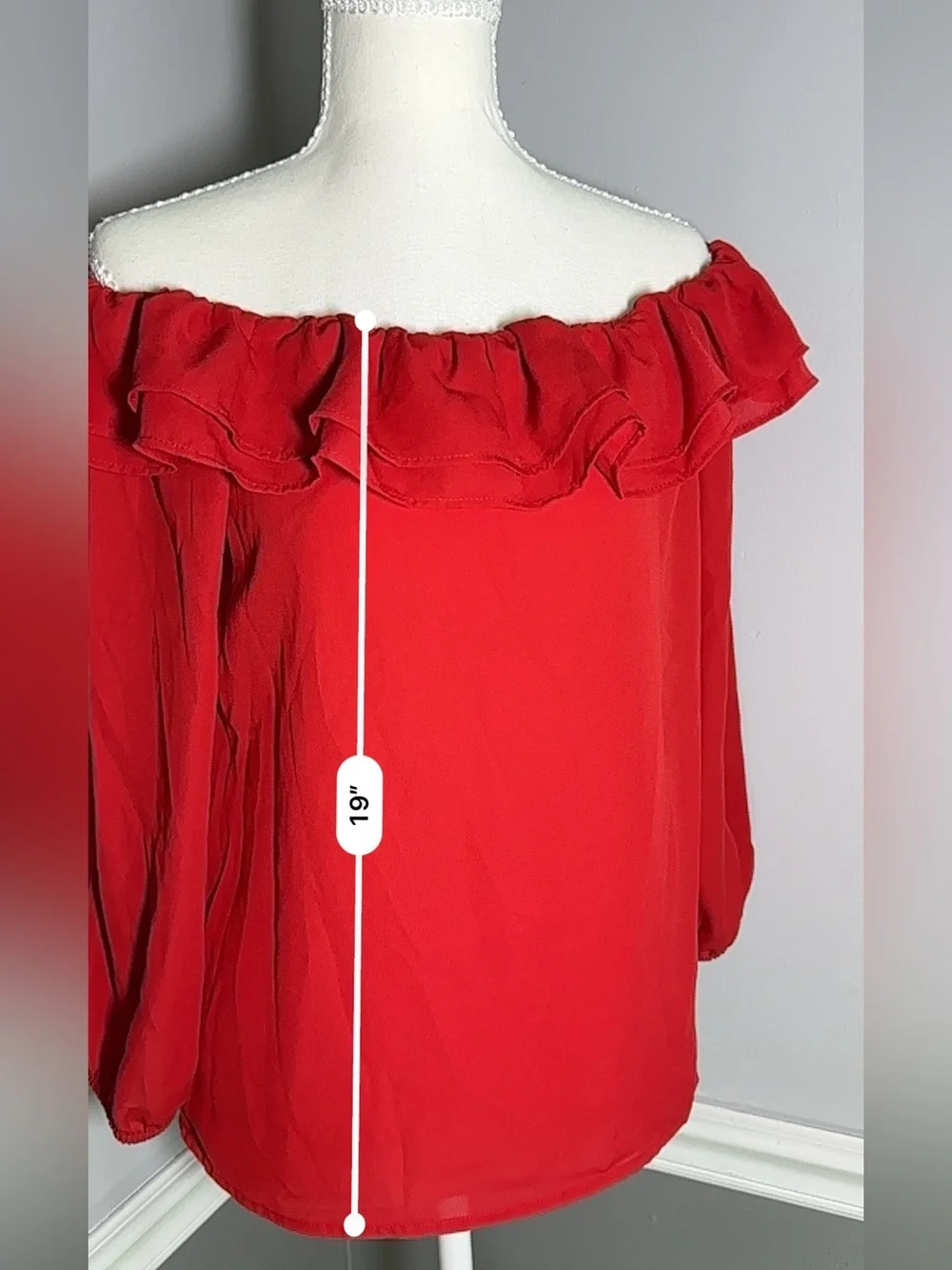 J. Crew Mercantile Red Off-Shoulder Ruffle Blouse XS
